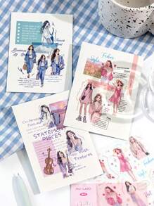 MOCARD 2 tờ/gói nhãn dán thẩm mỹ cổ điển dùng để làm sổ lưu niệm, tranh ghép trang trí tự làm, quà tặng, sổ kế hoạch cá nhân, đồ dùng học tập - Màu tím - Xem 2