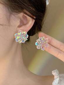 1 套优雅花卉首饰套装、项链和耳环，独特的时尚设计，适合女性节日和日常佩戴 - 花朵 - 查看 2