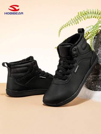 HOBIBEAR 男士时尚雪地靴，保暖内衬，宽中帮赤脚鞋，冬季简约户外运动靴