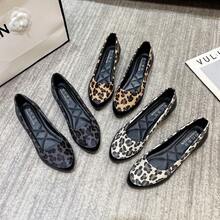 尖头拼色豹纹一脚蹬潮流时尚百搭都市户外女士平底鞋 - 米色 - 查看 1