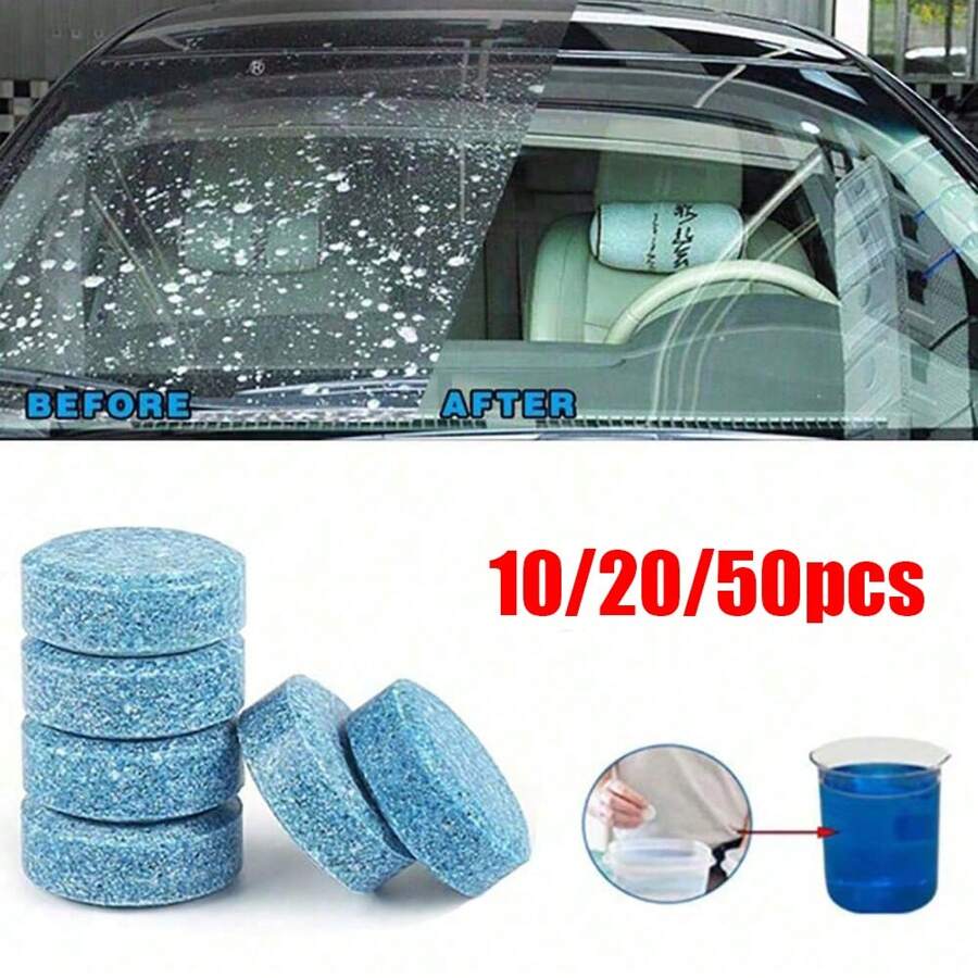 10/20/50 片泡腾洗车片，高浓度汽车玻璃清洁剂，挡风玻璃雨刷清洁片，洗车用品 - 藍色 - 查看 1