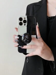 1 chiếc giá đỡ điện thoại có thể thu vào bằng thủy tinh pha lê họa tiết hoa hồng, bề mặt bóng mịn, nhẹ và di động, có thể dùng làm quà tặng - màu đen - Xem 2