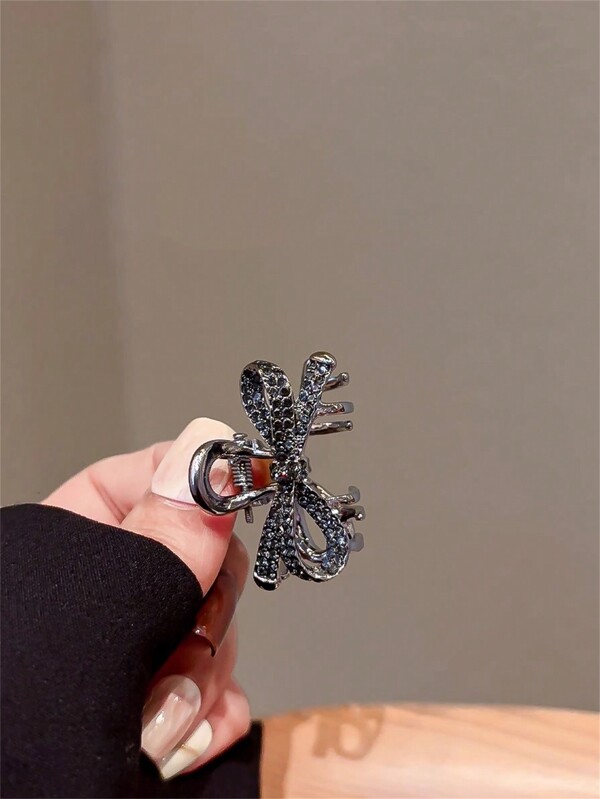 1 peça presilha de cabelo com laço de cristal estilo japonês, acessório de cabelo luxuoso com strass e franja para meninas, grampos de cabelo, grampos de mandíbula, grampos de cabelo, presilha de cabelo
