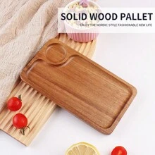 Wooden Tray, Rectangular Cake & Dessert Platter, Suitable For Restaurant, Family Gathering, Cake Display, Storage In Kitchen, Bedroom, Living Room - Brown - View 1