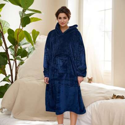 Bluza z kapturem z flaneli, bardzo duża, nadająca się do noszenia bluza z kocem, ciepły i przytulny polarowy koc telewizyjny z kieszeniami, obwód klatki piersiowej 63", odpowiedni dla dorosłych, kobiet i mężczyzn, na Boże Narodzenie, Nowy Rok, prezent wielkanocny dla mamy