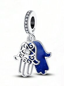 Silver Plated Charm Hand Eye Demon Blue Beads Charm Pendant Ball Suitable For Bracelets DIY Women's Jewelry - Silver - View 13