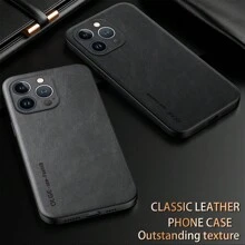 奢华PU皮革手机壳，兼容 16/16E/15/15 Pro Max/14 Plus/13 Pro/12/11/Xs Max/Xr/8/7 Plus/SE2/SE3、S25 Ultra/S24 Ultra/S24+/S23 Plus/S22+/S21 FE/S20 Plus/Note10/Note20 - 黑色 - 查看 4