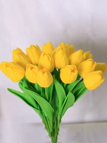 4pcs Artificial PU Mini Tulip, Wedding Photography Prop, Home Decor Fake Flowers