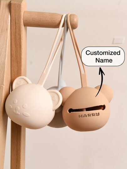 1pc Customized Silicone Pacifier Storage Box, Cartoon Bear Design, Anti-Pollution Anti-Lost Portable Pacifier Holder Winter Eve Gifts Back To School Winter Gift Ideas Boy Girl Valentine's Day,Multi-Functional,Ornamental,Letter,Solid Color,Exquisite,Colorful,Cute,Adorable,Casual,Custom,Personalised,Unique,Customized,Baby Gifts,Ideal Gifts For Him,Ideal Gifts For Her,Son,Daughter