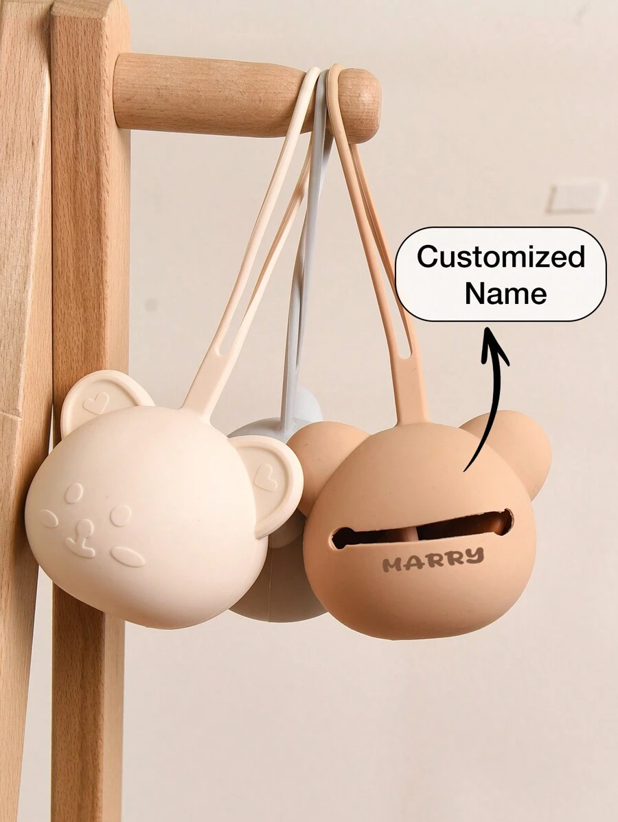 1 件定制硅胶奶嘴收纳盒,卡通熊图案,防污染防丢失便携式奶嘴架,冬夜礼物,开学冬季礼物创意男孩女孩情人节,多功能,装饰性,字母,纯色,精致,多彩,可爱,迷人,休闲,定制,个性化,独特,定制,婴儿礼物,送给他的理想礼物,送给她、儿子、女儿的理想礼物 - 彩色 - 查看 1