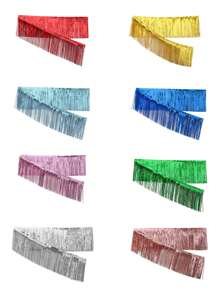 1条10英尺金属流苏花环 - 用途广泛的悬挂装饰，适用于婚礼、生日、万圣节、复活节、圣诞节和情人节 - 耐用的铝箔流苏横幅，颜色包括皇家蓝、湖蓝、玫瑰金、粉色、紫色、红色、绿色、银灰色和黑色 - 非常适合房间装饰