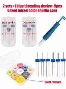 1 Set Of Dual Elastic Sewing Machine Needles, Sewing Machine Presser Foot And Dual Needles, Compatible With Brother And Janome Home Sewing Machines (Random Color) - Multicolor - View 14