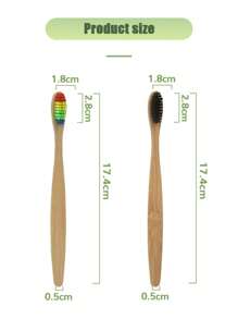 10/30 件装彩色/黑色天然竹牙刷软毛木炭牙齿美白竹牙刷柔软牙齿口腔护理 - 彩色 - 查看 2