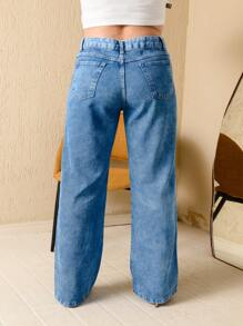 CALCA JEANS FEMININA WIDE LEG CINTURA ALTA 100% ALGODAO