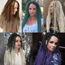 Extensiones de rastas de 24 pulgadas, estilo bohemio, de 3 en 1 con extremos rizados, juego de rastas hechas a mano de 15 hebras en estilo hippie y bohemio