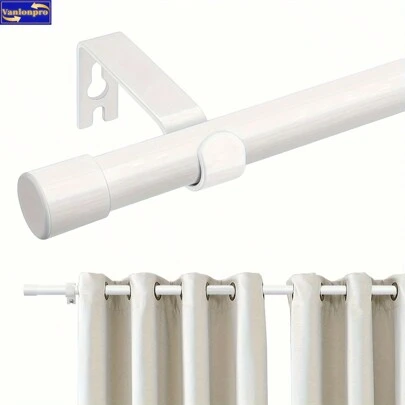 Bộ 1 thanh treo rèm màu trắng kèm giá đỡ, chiều dài có thể điều chỉnh, thanh kim loại đường kính 1,6cm, giá đỡ lắp đặt dễ dàng, phong cách trang trí tối giản hiện đại, thiết kế màu đen mờ, thích hợp cho rèm mỏng và rèm tắm, trang trí phòng tắm gia đình, trang trí mùa thu, phụ kiện phòng tắm, trở lại trường học