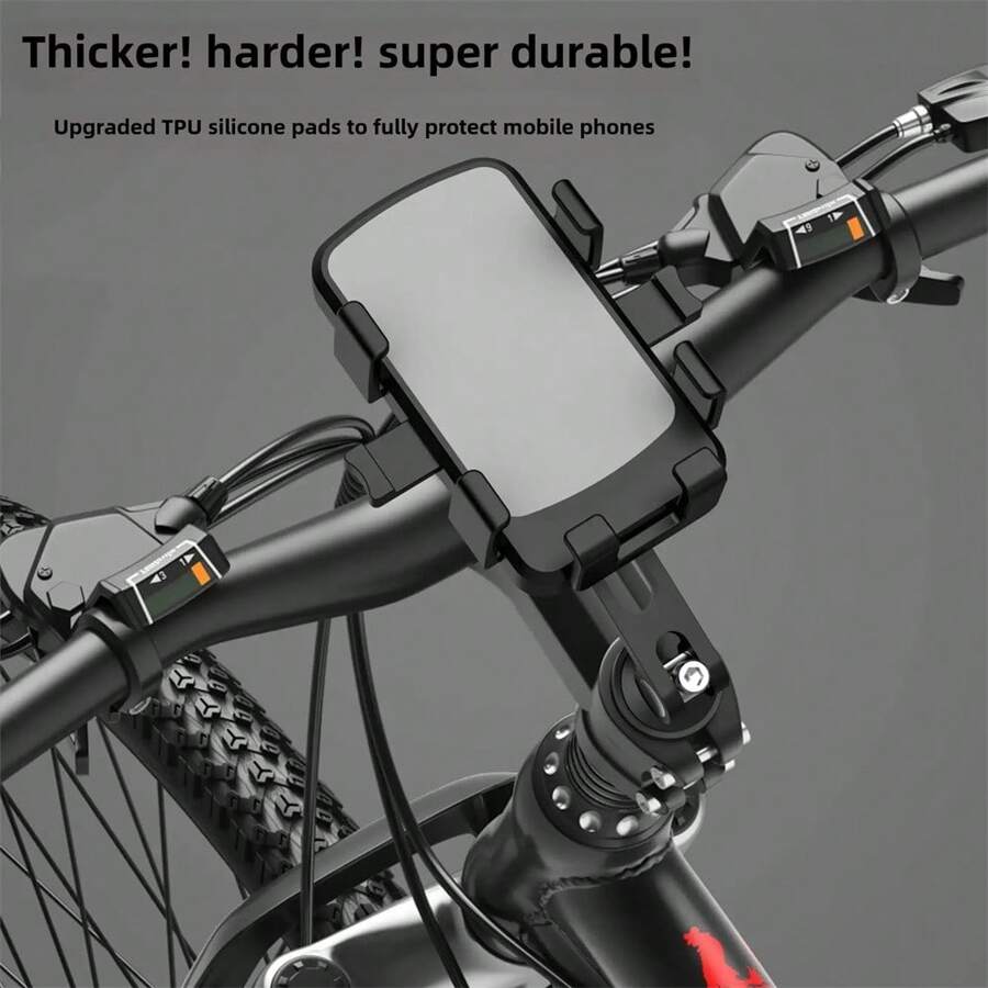 1pc Aluminum Alloy Bicycle Phone Holder, Mountain Bike Road Handlebar Mount Cradle Bracket For Navigation - Multicolor - View 1