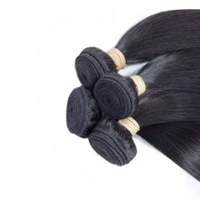 Ciocche di capelli umani dritti, 3 ciocche per confezione, 90 grammi per ciocca, ciocche di capelli veri di colore nero naturale, acquisto in blocco - Naturale e nero - Visualizzare 5