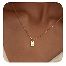 1pc Personalized Delicate Initial Letter Pendant Necklace, Customized Engraved Letter Pendant Necklace With Chain, Simple Name Necklace, Women Personalized Jewelry Gift, Bridesmaid Gift