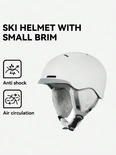 VECTOR MOTION 紧凑型帽檐滑雪头盔，男女通用减震防撞透气保暖轻便可拆卸可调节滑雪帽