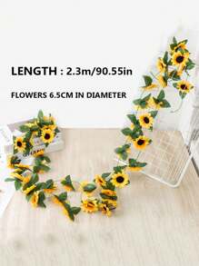 Trang trí tiệc mô phỏng hoa dây leo hoa hướng dương dây leo phòng khách nhà nền trang trí phong cách đồng quê hoa hướng dương dây leo - Màu vàng - Xem 2