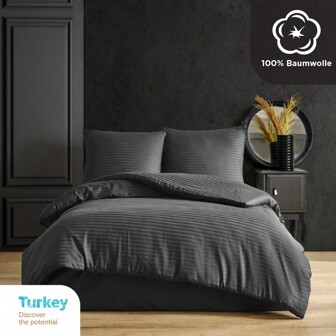 Nordqueen Satin gestreift Bettwäsche  Ganzjahresbettwäsche aus 100% Baumwolle / Renforce Baumwolle.Bettwäsche in den Größen 135x200 cm, 200x200 cm, 200x240 cm, 240x220 Satin gestreift Bettwäsche-Set mit Bettbezug und Kissenbezüge Kopfkissenbezüge und Bettwäsche mit Reißverschluss.