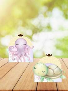 50 Personalized Under The Sea Theme Cupcake Wrappers MF - 淺粉色 - 查看 1