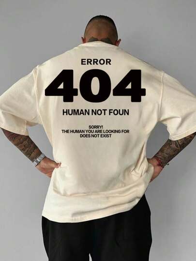 男士夏季休闲数字印花圆领短袖 T 恤