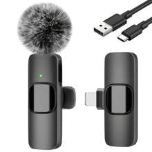 无线领夹式麦克风兼容 Iphone/IOS、Android/Type C，降噪即插即用领夹式麦克风，用于视频录制、在线教学、直播、采访视频，无需应用程序，无延迟传输 - HX-K9 - 查看 11