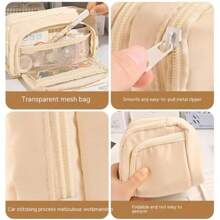 Large Capacity Multi-Layers Pencil Case Simple Multi-Purpose Student Stationery Box And Makeup Storage Bag Stationery Supplies Back To School,Pencil Pouch,School Bag - one-size - View 3