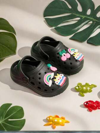 适合女孩的时尚透气木屐，带有可爱的卡通饰物，速干轻便防滑木屐，适合室内室外淋浴海滩泳池，四季皆宜