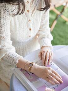 CITIZEN 女士生态驱动手表礼品女士手表，配有纤薄不锈钢表带，充电不足警告功能，28 毫米表壳，EM0809-83Z