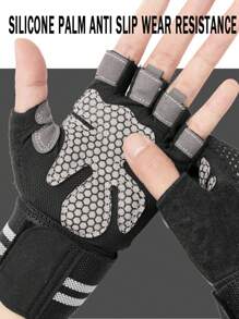 2pcs Breathable Workout Gloves For Men Women, Padded Weight Lifting Gloves With Wrist Wraps Support, Full Palm Protection, Grip For Gym Training, Fitness, Weightlifting, Exercise Fingerless