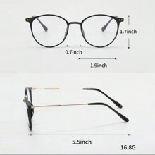 1 副圆形时尚铆钉装饰日常佩戴和办公佩戴非处方眼镜 - 黑色 - 查看 4