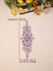 多色水晶玻璃手工缝制金属钻石新娘腰带 / 长度：25CM / 宽度：9CM - 多色 - 查看 15