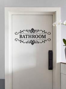 1pc Pvc Material Self-Adhesive Toilet Door Sticker For Home Decor Or Restroom Indication,Stickers,Wall Decal, Vinyl Decal For Home Decorations,Spring Decoration Items Refresh Your Home,Rama Decoration Stickers - Black - View 9