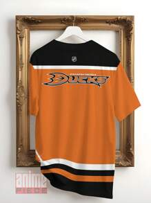 T-Shirt Camisa Hockey Super Patos Anaheim Ducks Orange Full Print T-Shirt REF003 - 亮橙色 - 查看 2