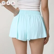 Ladies Flowy Running Shorts For Women Gym Yoga Workout Athletic SweatShorts Skirt Skort With Pockets Cute Clothes Outdoor - Xanh nhạt - Xem 5