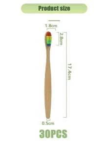 10/30 件装彩色/黑色天然竹牙刷软毛木炭牙齿美白竹牙刷柔软牙齿口腔护理 - 彩色 - 查看 13