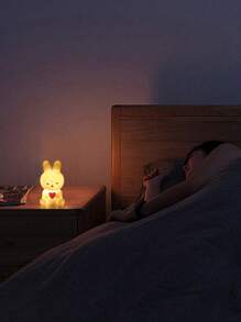 Creative Novelty LED Nightlight, Cute Glowing Heart, Carrot & Rabbit Design, Room Decor Lamp For Bedside Cabinet, Plastic, Birthday Gift - White - View 3