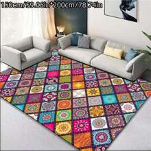 1pc Bohemian Mandala Flower Printed Rug - Soft And Durable Carpet For Living Room, Sofa, Bedroom And Children's Room Home Decor, Non-Slip Area Mat ,Room Decor - Bohemian - View 14