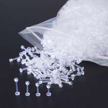 10-50pcs Clear Acrylic Lip Ring Piercing, Simple Style, Flexible Bar Body, 6/8/10/12mm, Uncoated, No Setting, Men's Body Piercing Jewelry, Ear Cartilage Tragus Helix Retainer Earrings - Lip Studs - View 1