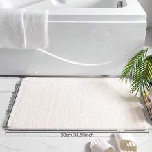 1pc Soft Solid Color Plush Carpet, Living Room Sofa Bedside Rug, Rectangular Minimalist Style Carpet, Washable Convenient Foot Mat - Creamy White - View 13