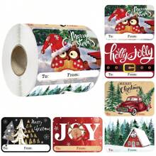 AFYPRTY 250 张/卷圣诞快乐贴纸包装盒贴纸，3*2 英寸 DIY 自粘包装贴纸，派对礼物密封标签，圣诞装饰剪贴簿贴纸，圣诞派对礼物标签，圣诞节 - 彩色 - 查看 10