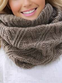 1 pieza Bufanda circular de punto de invierno para mujer - Multicolor - Ver 1