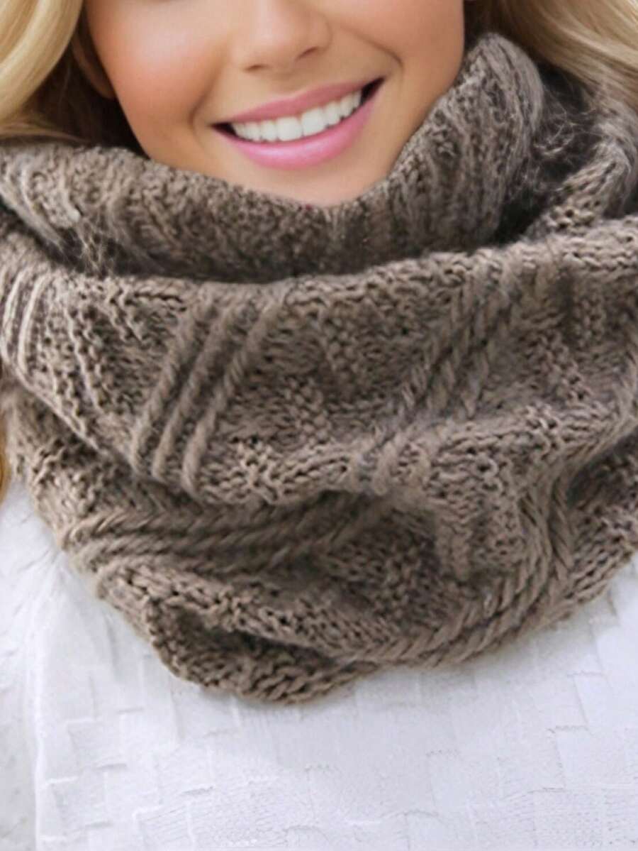 1 pieza Bufanda circular de punto de invierno para mujer - Multicolor - Ver 1