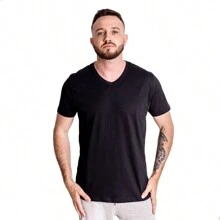 Kit 5 Slim T-Shirts V-Neck Short Sleeve Casual Comfort - 查看 2