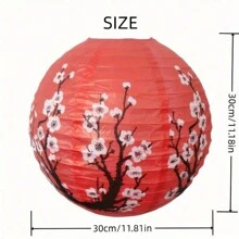 1pc Traditional Japanese Style Red Plum Blossom Paper Lantern, Round Festival Hanging Lamp For Valentine's Day, New Year Home Decor, Restaurant, Graduation, Wedding, Party, Cultural Festival, Also Symbolizes Family Reunion