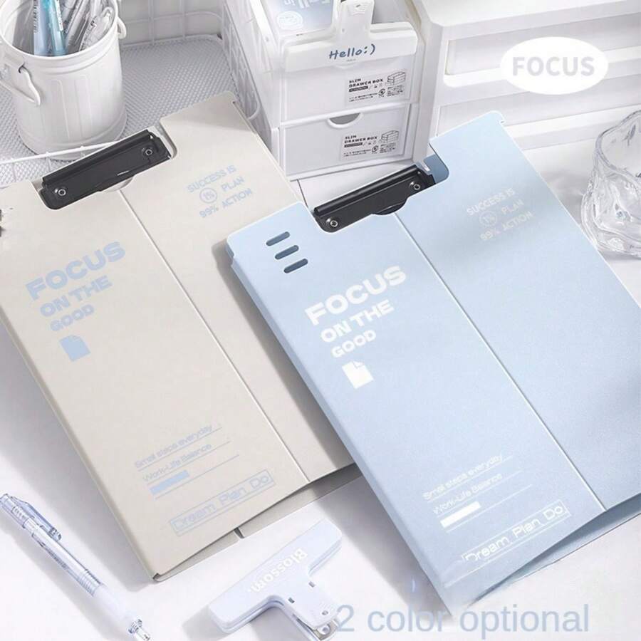 1pc A4 Size Stand-Up Document Clipboard, Student Writing Pad, Highly Attractive Exam Paper Organizer, Random Style - Multicolor - View 1