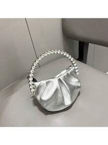 Dancing Engine 奢华设计师迷你简约闪亮水晶装饰派对手拿包/单肩包 - 銀色 - 查看 10